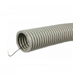 Труба ПВХ гофро с зондом D25(75м,50м) сер КУСОК 3,85м