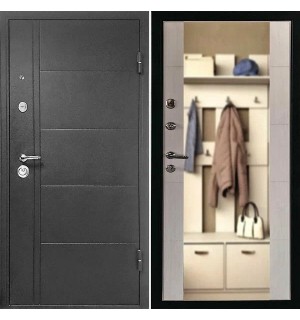 Дверь мет. Эверест ЗЕРКАЛО  (860L) мин плита левая БЕЛЕНЫЙ ДУБ