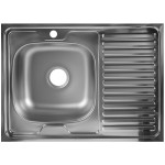 Мойка нерж. Наклад.Эко 80*60 левая  0,4мм. с отв., без сифона Юкинокс