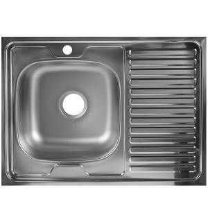 Мойка нерж. Наклад.Эко 80*60 левая  0,4мм. с отв., без сифона Юкинокс