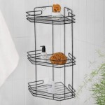 Полка для ванной 3-х ярусная черн угол  АЛТ73Ч 205*205*520