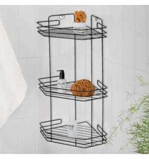 Полка для ванной 3-х ярусная черн угол  АЛТ73Ч 205*205*520