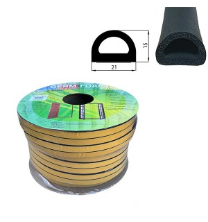 Уплотнитель D-профиль черный 15*21мм GERM FOAM/50м