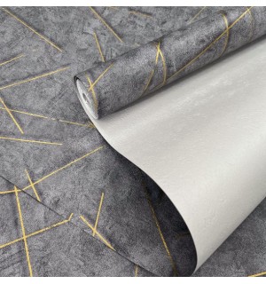 Обои 0,53м* Микадо 6506-9  МОФ Classic дуплекс влагост с золотом (графит)/12