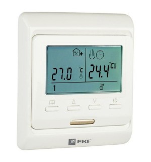 Термостат програмируемый ETT-1 16A для теплых полов,датчик пола,датчик воздуха бел EKF ett-1