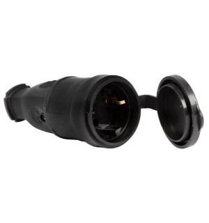 Розетка каучук 1м переносная с крышкой 16А 250В IP44