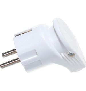 Вилка эл. угловая белая с з/к NCA-PL04-16A-E-WH Navigator