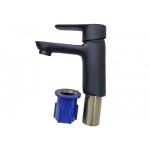 Смеситель для умывальника RUSANT картридж d35,гайка,черный,хром (латунь)