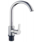 Смеситель д/кухни aQuaDv 430-01,однорычажный, излив23см,карт 40мм,нерж.сталь,гайка