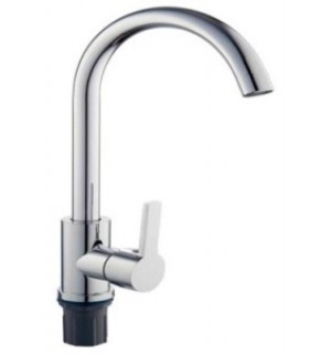 Смеситель д/кухни aQuaDv 430-01,однорычажный, излив23см,карт 40мм,нерж.сталь,гайка