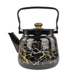 Чайник эмаль 3,5л. черный с рис ЗОЛОТОЙ МРАМОР