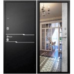 Дверь мет. АНТАРЕС толщ 106мм, мин вата букле черный штукат светлая 970L левая