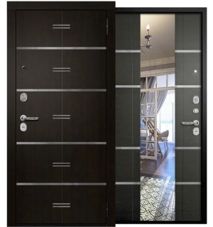 Дверь мет. РИВЬЕРА толщ 106мм, мин вата муар черный САМСОН венге 970R правая