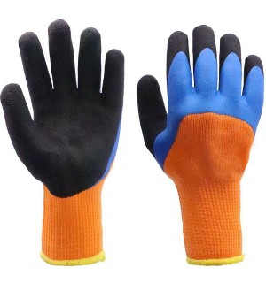 Перчатки утепленные ТОРРО люкс двойной облив оранж/син салат/син