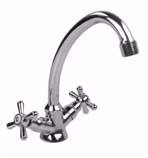 Смеситель для кухни AGUA SERRA двуручный крест.керам.затвор хром