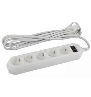 Удлинитель 5*3м +выкл  2Р+РЕ/3метра белый USF-5es-3m-W