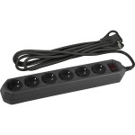 Удлинитель 6*3м +выкл 10А черный ЭРА USF-6es-3m-B