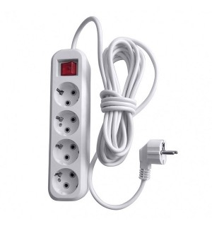 Удлинитель 4*5м с выкл белый ПВС 3*1 STEKKER