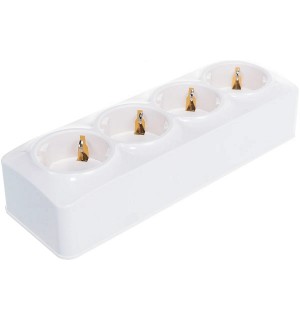 Розетка 4-м ОП 16А IP20 с/з бел IONICH 1447