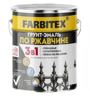 Грунт-эмаль по ржавчине 3в1 черная 20кг FARBITEX/