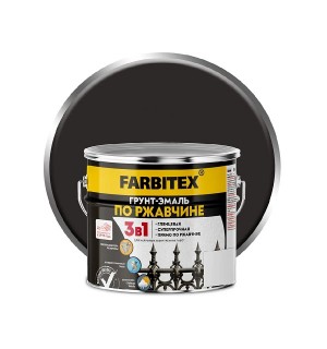 Грунт-эмаль по ржавчине 3в1 черная 2,7кг FARBITEX/