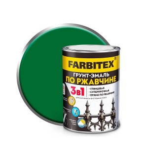 Грунт-эмаль по ржавчине 3в1 зеленая/08кг/FARBITEX/6шт
