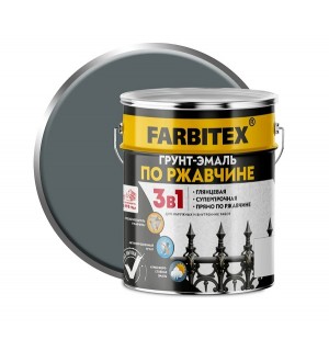 Грунт-эмаль по ржавчине 3в1 черная/5кг/FARBITEX