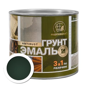 Грунт-эмаль по ржавчине 3в1 зелен. мох 0.9л. Радуга