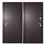 Дверь мет. ТEPLA 3 (960R) полотно толщ.90мм пенополистирол, правая Букле шоколад мет/мет