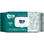 Салфетки влажные АУРА 144шт  антибактер с крышкой/12