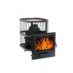 Печь банная Сибирь 20 чугунная Панорамная дверка  (сетка)