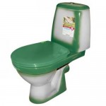 Унитаз-компакт Комфорт Плюс Зелёный декор (армат+сиденье) вып./косой, под./нижняя  (Киров) ROSA