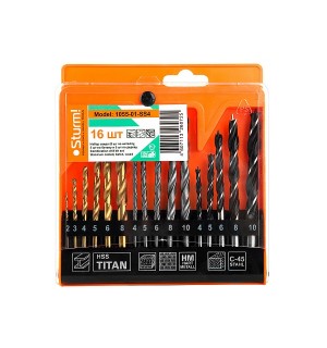 Набор сверл универсальный:6шт по металлу,5шт по бетону,5шт по дереву Sturm!