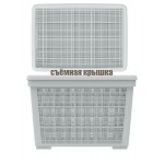 Корзина плетеная д/хранения с крышкой ЛЕН 22л серый 400*284*137мм